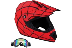 Senhill Casco da motocross Casco da moto DOT Fullface Casco Stile Spiderman Fuori strada Casco da Dirt Bike con occhiali per ragazzi unisex