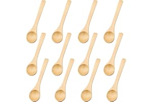 oupados Lot de 12 petites cuillères en bois pour miel, cuillère à café en bois pour épices, condiments, café, thé, sucre, sel, confiture, dessert, crème glacée, 13 x 3 cm