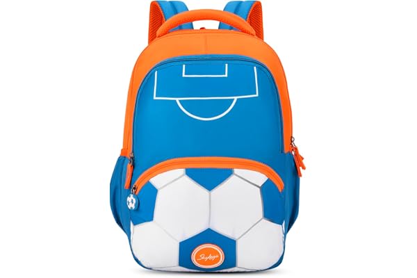 Skybags Buddy Plus Polyester 22 Liters 2 Compartment 1 Front Pocket 2 Side Bottle Pockets School Backpack Football For Boys And Girls