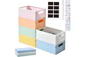 Aiuuee 6 Piezas Caja Plegable Plastico, Cesta Plegable Estable, Grandes Cajas de Almacenamiento Plegables de Plástico Apilable Cestas Organizadoras Plastico (25 x 16 x 10CM)