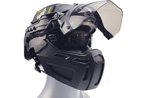 AQZXDC Airsoft Helm mit Schutzbrille und Visier Set, Full-Wrap Military Paintball Schutz Kombination, Visier 90°Verstellbar, für Outdoor-Jagd, CQB Schießen, BBS