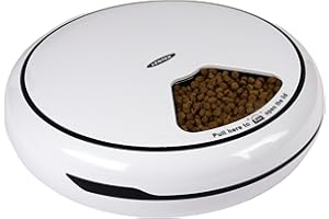Lentek Automatic Pet Feeder Wet Dry Food Dispenser 5 Bowl Automatic Dog/Cat Feeders Dish 5 Meals 441g Portion Each with Timer Speaker Recorder Voice Message Cats Dogs Rabbits Other Pets (White)