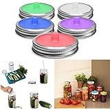 5 Farben Silikon Einmachglas Deckel, wasserlose Luftschleuse Gärdeckel für Weithals Einmachgläser, Lebensmittelqualität Gärde