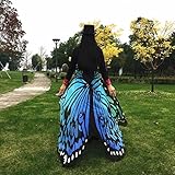Overdose 197*125CM Frauen Weiche Gewebe Schmetterlings Flügel Schal feenhafte Damen Nymphe Pixie Kostüm Zusatz (197*125CM, Blau) -