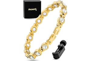 ‎MAGNETRX MagnetRX® Ultrastarkes Magnetarmband für Frauen - Doppelmagnet Edelstahl Kristall Magnetband für Damen (Gold)