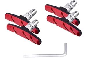 PLATTBK Bike Brake Pads 2 Pairs with Installation Tool No Noise Long 70mm Rubber Durable V-Brake Pads for Mountain Bicycle