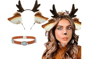 LaVenty Lusso peloso renna fascia cervo corno orecchie fascia cervo animale costume per Halloween