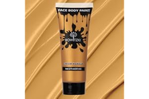 Bowitzki Peinture pour le visage et le corps, 60 ml, crème à base d'eau, effets spéciaux pour adultes, enfants, Halloween, Noël, fête, cosplay, doré