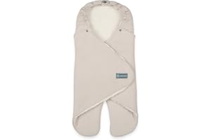 emma & noah Einschlagdecke mit Füßen, 0-8 Monate, Babydecke für Babyschale, Maxi Cosi®, Kindersitz für Herbst und Winter, Gefüttert, Maximale Bewegungsfreiheit (Essential Beige)