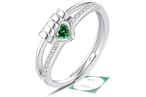 DOA Fidget Rings with Cubic Zircon, Adjustable 925 Sterling Silver Anxiety Rings for Women, Birthstone Thumb Ring for Anxiety Women with Jewellery Box&Card