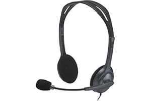 Logitech H111 Auriculares con Cable, Sonido Estéreo con Micrófono Giratorio, Jack 3,5mm, PC/Mac/Portátil/Smartphone/Tablet , Negro