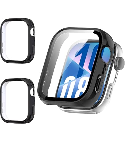 SeNool Custodia Compatibile con Huawei Band 7/Huawei Band 6/Honor Band 6, PC Cover Rigida con Vetro Temperato Protezione di Schermo, [Durezza 9H] Case per Honor Band 6 / Huawei Band 7/Band 6