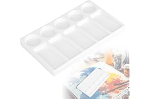 MIGUBIGU Palette de Peinture d'artiste en Céramique 10 Puits Rectangulaire, Plateau de Mélange en Céramique, Ceramic Artist Palette de Peinture pour Aquarelle Gouache Acrylique Peinture 19,3 x 11cm