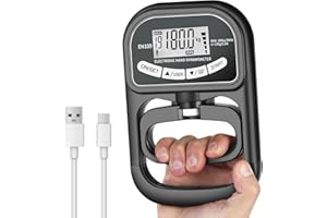 Vuxava Cyfrowy miernik siły ręcznej, trener siły chwytu 180 kg, ręczny dynamometr, regulowany dynamometr z uchwytem, cyfrowy tester siły chwytu z wyświetlaczem LCD, możliwość ponownego ładowania.