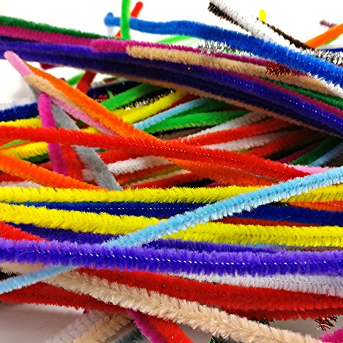 Bastelbär Pfeifenreiniger – 200 Pfeifenputzer – Chenilledraht inkl. 5 Glitzerfarben - 5