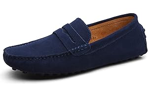 SAMKO Men Suede Penny Loafers Moccasins Smart Slip On Boat Deck Driving Shoes Lightweight Comfortable Walking Sandals