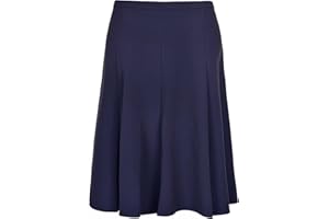 Inspire Me Womens Skirts 8 Panel Half Elasticated 27 Inch Knee Length Casual Stretchy Flared Work Dress Maxi Skirt Ladies Soft Stretch Pleated Skirt Multiple Colours Girls School Skirt