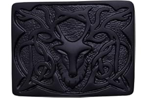 IMPERIAL KILT PRODUCTS Mens Scottish Kilt Belt with Buckle Stag Head Antique Silver Finish/Highland Kilts Dress Buckles Celtic Knot Matilice Made of Pewter