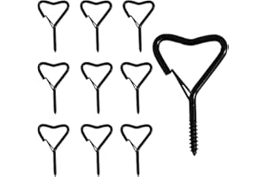 PAITOK 10 PCS Heart Shape Plant Hooks Ceiling Hook Q-Hanger Hooks Outdoor,Windproof Screw Hooks with Safety Buckle for Hanging Plants Christmas Lights Wind Chimes (Black)