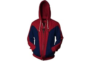 MYYLY Adulto Spiderman Felpa Cappuccio Bambino Supereroe 3D Stampa Giacca Cappuccio Cappotto Adolescenti Zip Up Cosplay Abbigliamento Outdoor Felpe Feste di Natale Tuta,Red-Kid L