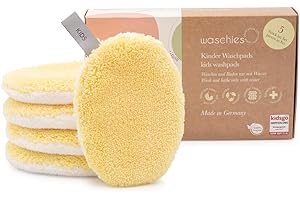 waschies KIDS - set di 5 flanelle per bambini, molto morbide, riutilizzabili, lavabili solo con acqua, ideali per pelli sensibili, Made in Germany, colore: verde