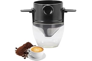 CANZOON Filtre à Café Réutilisable, Filtre à Café en Acier Inoxydable Réutilisable Plus un gobelet transparent, Portable Haute Précision en Acier Inoxydable 304 en Café Dripper Filtre à Thé