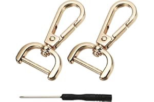 YELARXI Swivel Clasps Hook, 3/4 Inch ID Detachable Snap Hook W/Screw Bar D Ring Claw Clasp with Screwdriver Fit for Lanyard Bag Leather Craft Purse Hardware DIY Bag (2 Pack, Light Gold)