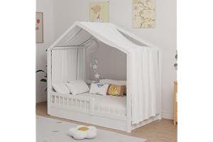 Zdada Hausbett Himmel, Betthimmel Hausbetten aus Baumwolle Musselin, Stoffhimmel für Hausbett Mädchen Jungen Baldachin Kinderbett Kinderzimmer Deko -135 x 420 cm Weiß