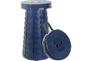 Leogreen Sgabello Pieghevole, Sgabello Telescopico Portatile, Sgabello Regolabile per la Pesca Barbecue Campeggio Giardinaggio Cucina interna, carico massimo 150kg, Blu navy