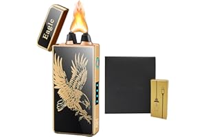RSBYE Elegante Encendedor Electrónico, Mechero Electrico con Arco Eléctrico Engrosado, Encendedor Electrónico de Plasma, Mechero Electrico USB Recargable, Mechero para Hombres (Águila)