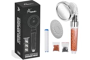 Alcachofa de Ducha Ionica | Cabezal de Ducha Ahorro 30% Agua | 200% mas presiòn | 3 modos spray - lluvia -masaje | Fácil Instalación | Filtración Avanzada | Amaotto