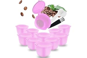 LES-THERESA 10 Pezzi Capsule di Caffè Riutilizzabili, Capsula Riutilizzabili Con Cucchiaio e Pennello, Capsule Filtro Ricaricabili per Macchine da Caffè, Facile da Pulire