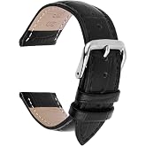 TIESOME watch strap leather calfskin crocodile grain replacement stainless steel strap buckle bracelet for men women