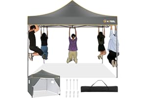 HOTEEL Gazebo 3x3 Pieghevole Impermeabile, Gazebo Esterno Resistente Con Parete Laterale, Gazebo Pop-Up Da Giardino Impermeabile Per Feste Campeggio Mercato, Grigio