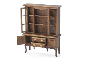 Odoria Dockhus skåp miniatyr kökshylla: 1/12 skala bokhylla brun för bibliotek kontor vintage lantställe – mini matsal vardag