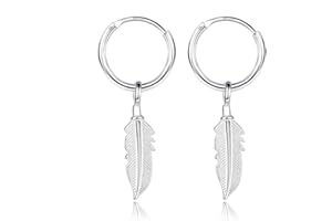 EMPATHY JEWELS Pendientes Cruz Plata, Pendientes Aro con Cruz para Hombre y Mujer, Pendientes de Aro de Plata, Pendientes Cruz 14 mm, Pendientes con Pluma, Rayo, estrella perfectos para tu estilo de vida.