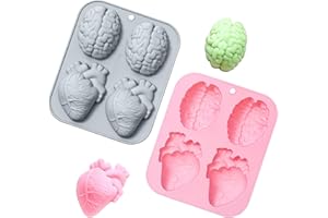 WYDEXINT 2 Pcs Moldes De Silicona De Halloween, Mini Moldes De Pudin De Cerebro, Moldes De Chocolate Cerebral, Molde De Cerebro De Halloween,Adecuado Para Moldes De Diy Chocolate, Dulces, Galletas y Gelatinas