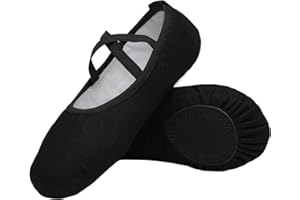 ACFODA Zapatillas de Ballet Zapatos de Danza Canvas para Niña y Mujer Calzado de Danza Suela Partida de Cuero Tallas 22-44