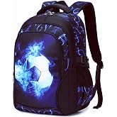 SOMBLG School Backpacks Teenagers Child Backpack Big Kids Youth School Backpack School Institute, 1 - Football Blue, Classic