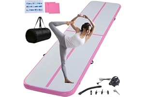 TRIOBLADE Inflatable Gymnastics Mat Tumble Track Gym Floor Mat 2M-6M Air Tumbling Training Track Thick 10cm with Electric Pump for Gymnastics Home Kids Tumble Training Yoga Water Pilates