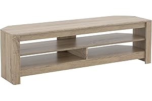 mahara Sawn Oak Wood Veneer Corner TV Stand with Shelves - TV Floor Stand for Max 65" TV - Modern TV Stand for Max 40kg TV - TV Mount Stand L140cm x D39.5cm x H41.4cm - TV Stands for Living Room