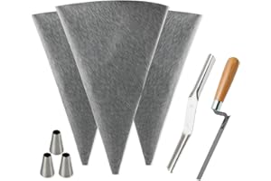 Tahikem 3 Pack Tile Grout Masonry Mortar Bag, 30 x 60 cm Heavy Duty Cement Sealer Bag, Grout Bag with Metal Tip, Mortar Bag Masonry, Grout Bag for Tile Installation, Grouting Bag (12x24 inch, Grey)