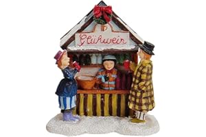 ‎MEINDEKOARTIKEL meindekoartikel Weihnachtliche Miniatur-Figuren Winterwelt-Szene aus Poly – Marktstand Glühweinstand B6 x T5 x H8 cm