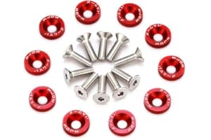 Boulon Rondelle Moteur, MoreChioce Boulon Rondelle Moteur Baie Habiller le Kit Fender Rondelles et M6 for Boulons CNC Aluminium Pare-Chocs Fender Rondelle Boulon,Rouge