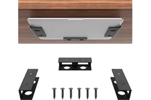 MOETYANG Under Desk Laptop Mount, Under Table Holder Storage for Laptop, Tablet, Keyboard, Mac Mini, MacBook, Organizer Rack Storage Shelf, Easy to Install with Screws or Adhesive Tape, Black