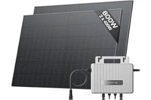 EF ECOFLOW Kit solar ECOFLOW STREAM, inversor de 800W, 2 panele solare FV 400 W, inversor de inyección a red inteligente con WiFi y control mediante aplicación para balcones, jardines, techos, paredes verticales