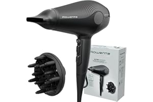 Secador de pelo Rowenta Ultra Silence, extremadamente silencioso, 2100 EW para un potente flujo de aire, tecnología generadora de iones antiestáticos, compacto, ligero, CV6430F0