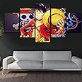 FHSFFS Canvas Paintings 5 Panel Monkey D. Luffy Anime One Piece Poster Canvas Print Modern Wall Art Home Decor One Set Framework Or Unframed Painting Prints on Canvas