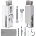 Alyvisun Kit Nettoyage Clavier, 11 en 1 Nettoyeur Claviers PC Multifonctionnel, Keyboard Cleaner Brosse à Outils, pour Tablette, Téléphones, Ordinateur, Écouteurs, Gris