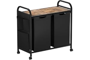 E-MANIS Panier à linge avec poches latérales, 2 compartiments de 46 l, panier à linge extensible avec étagère supérieure et poches et poignées amovibles, pour buanderie, chambre à coucher, salle de